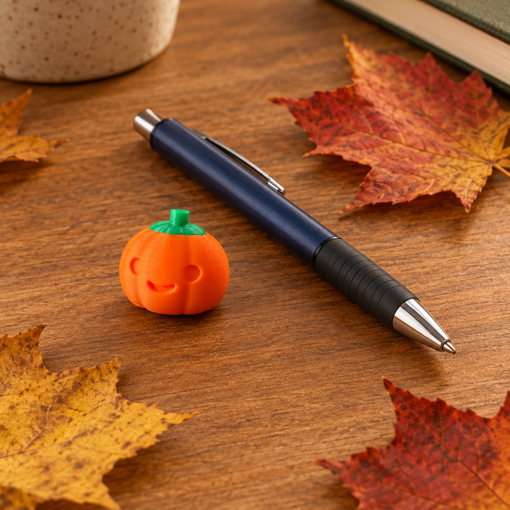 Pumpkin clicker with autumn leaves.