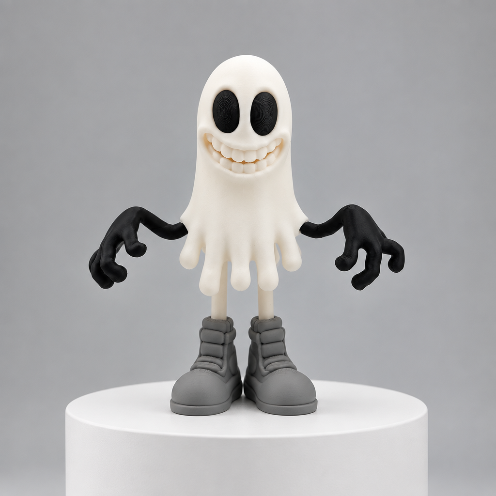 Retro Ghost Figure on white display plinth