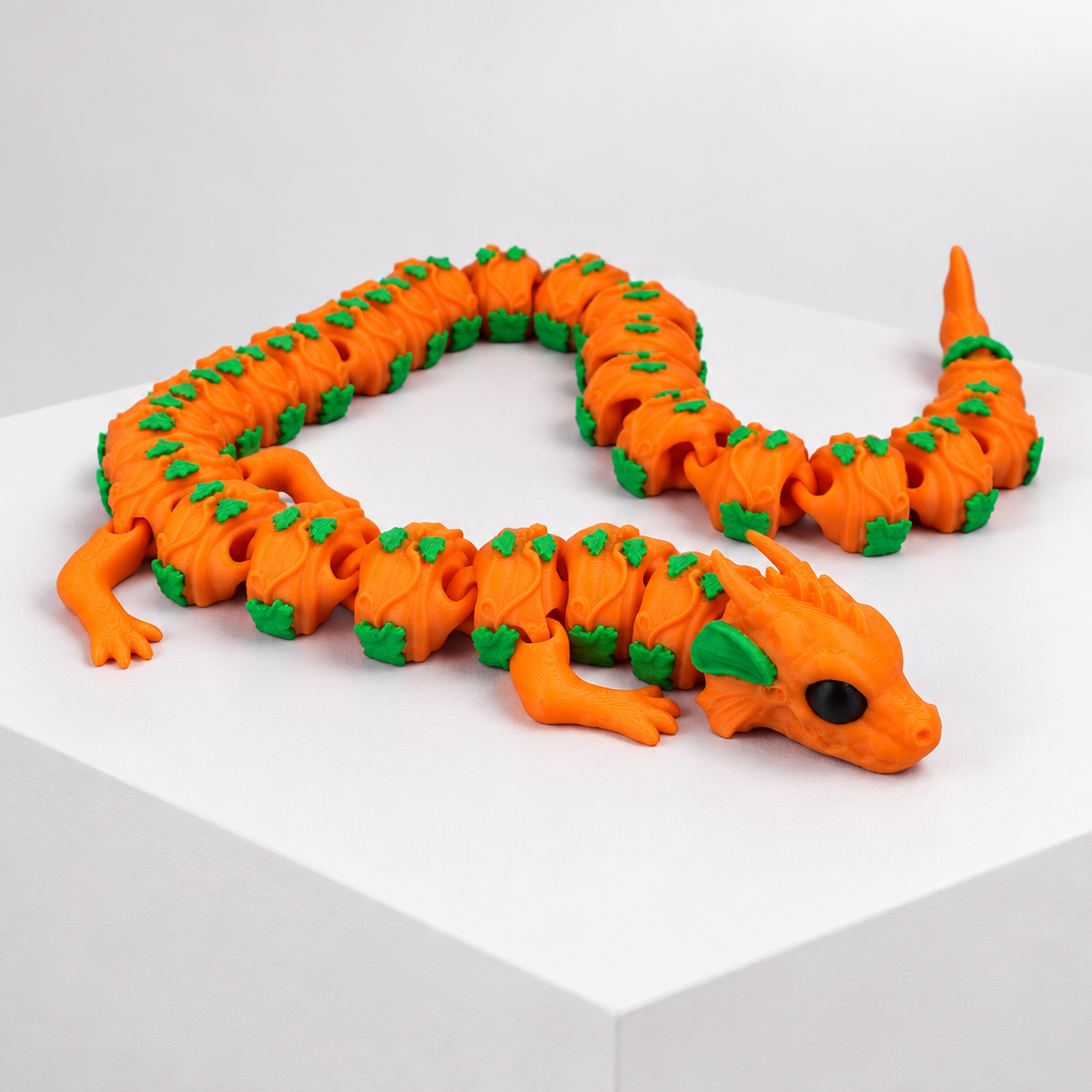 Pumpkin Dragon on white display plinth