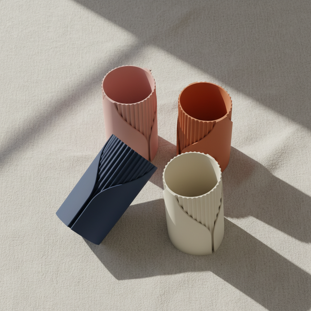 Multi-colour ripple lamps flat lay overhead - lifestyle