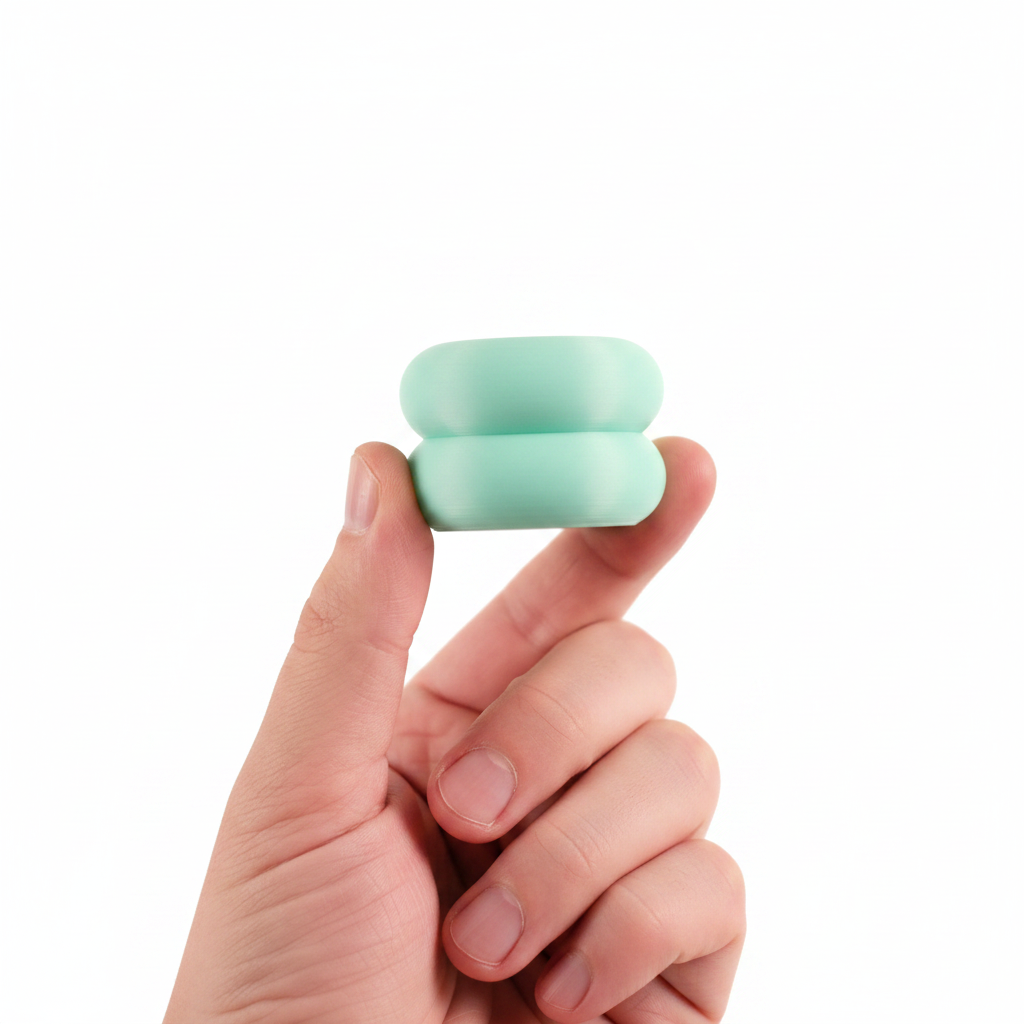 Double Donut knob mint close-up hand held