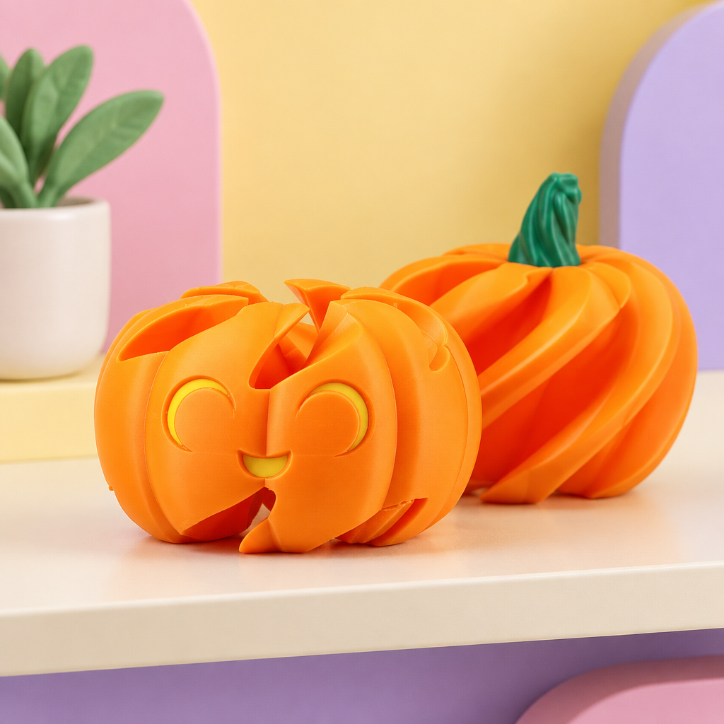 Spiral Pumpkin Puzzle shown in its elongated segmented arrangement