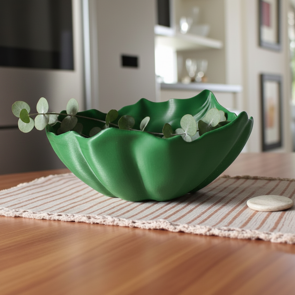 Curled Leaf Decorative Bowl - Green colourway lifestyle