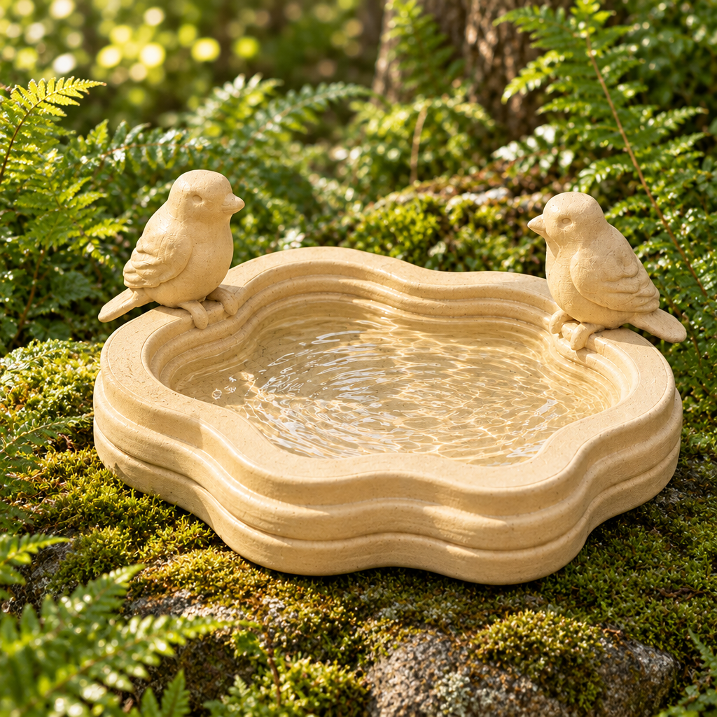 Little Lake bird bath on a woodland boulder