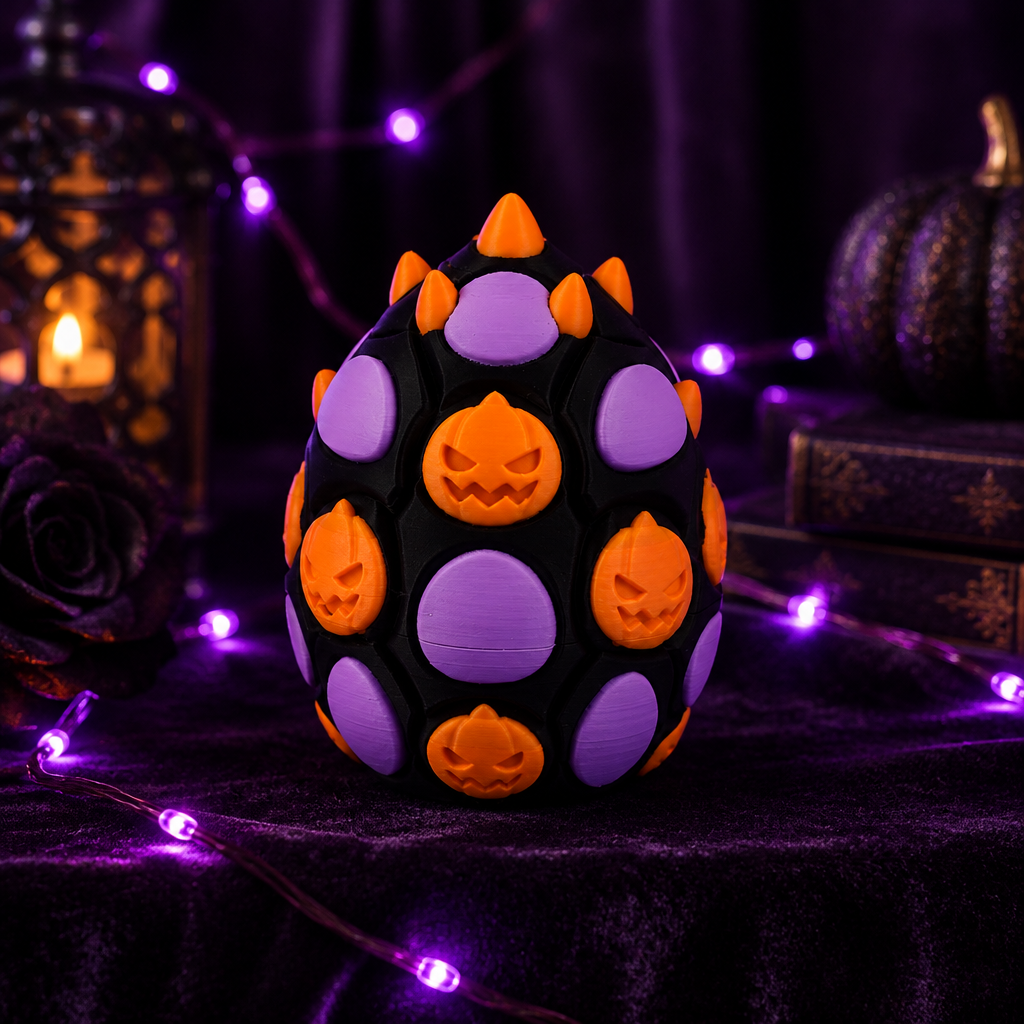 Halloween Dragon Egg on black velvet shelf