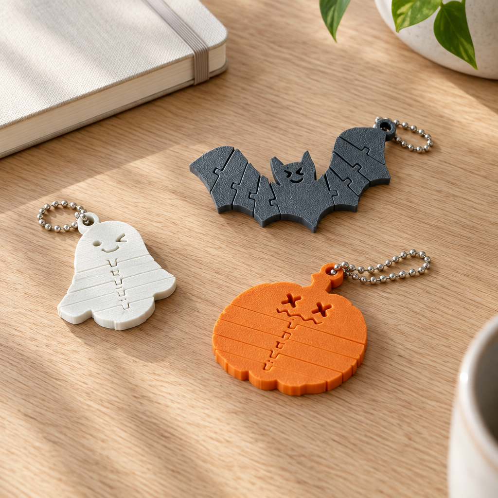 Spookyflex trio on an oak desk