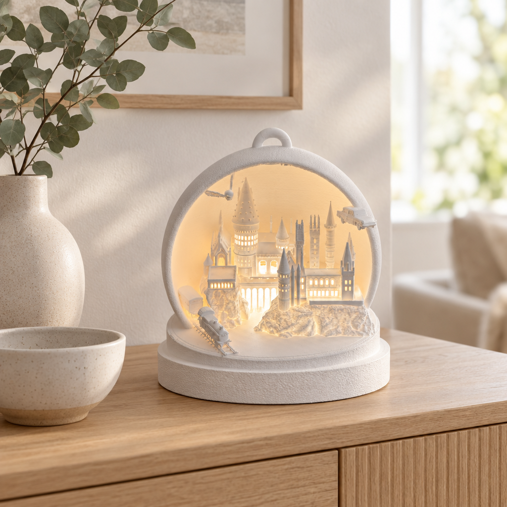 Cathedral Tealight Holder styled on a Scandinavian sideboard with neutral décor