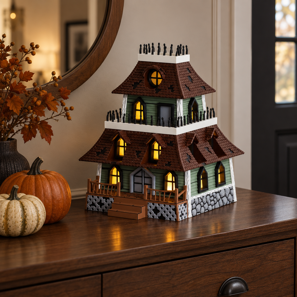 Haunted house on entryway console
