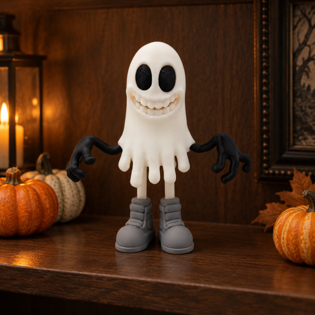 Retro Ghost Figure on Halloween oak shelf