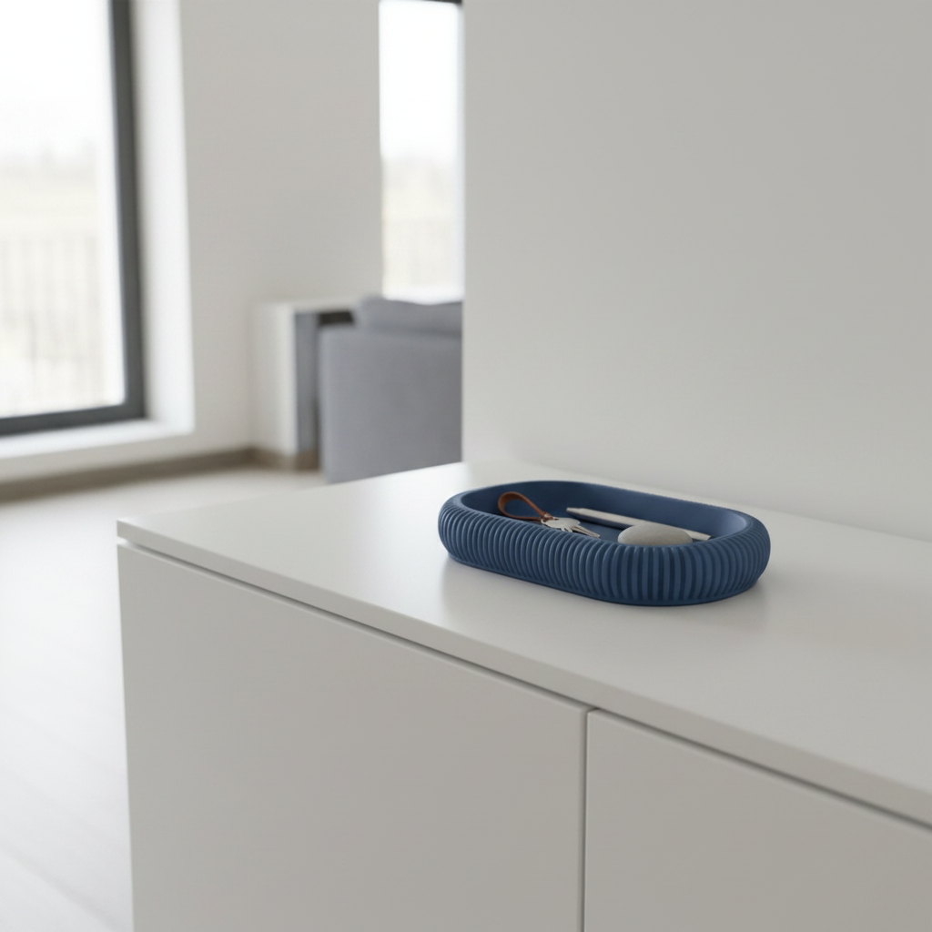 Modern Japandi Tray - Blue colourway on entranceway console