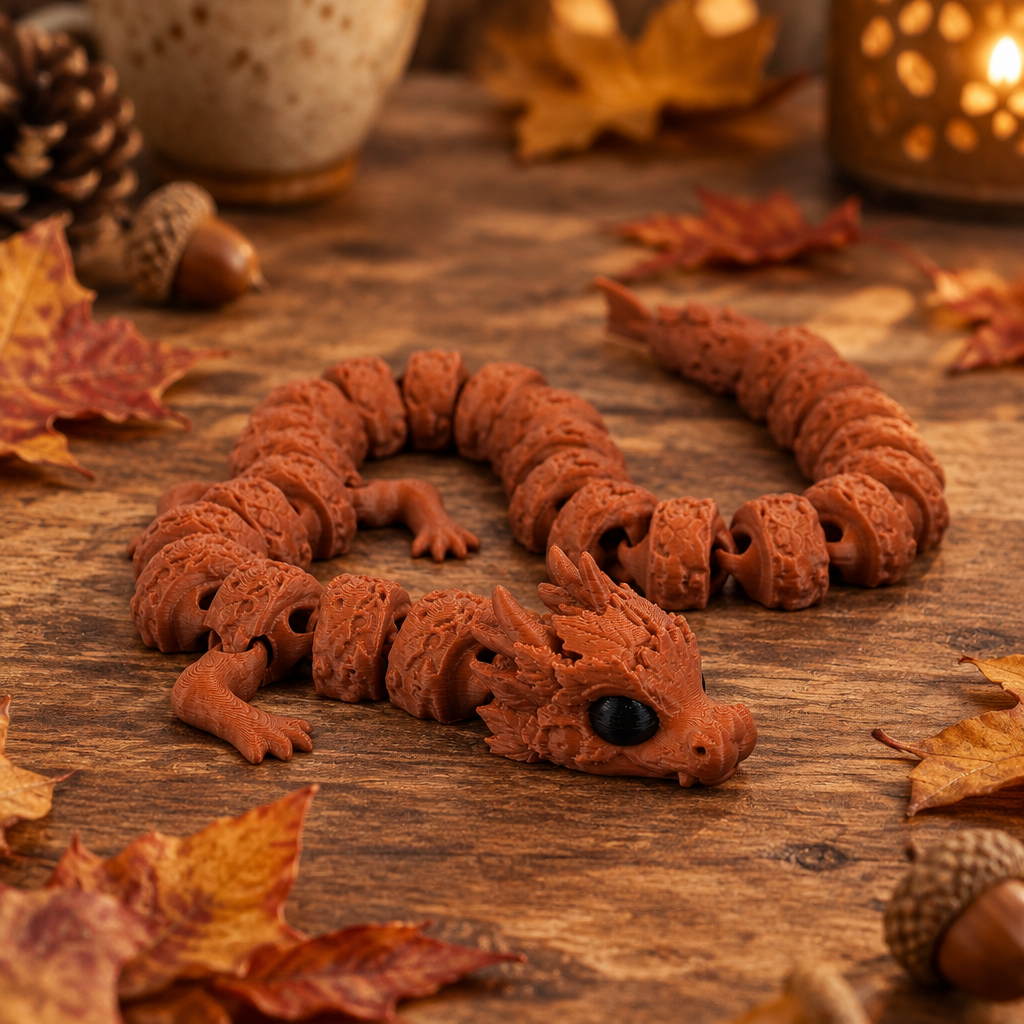 Autumn dragon on rustic dining table