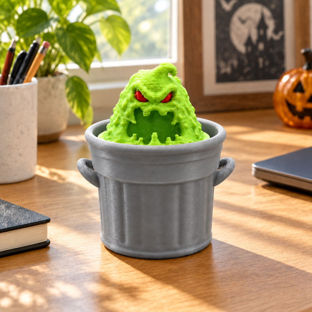 Trash Slime Monster Clicker in home office