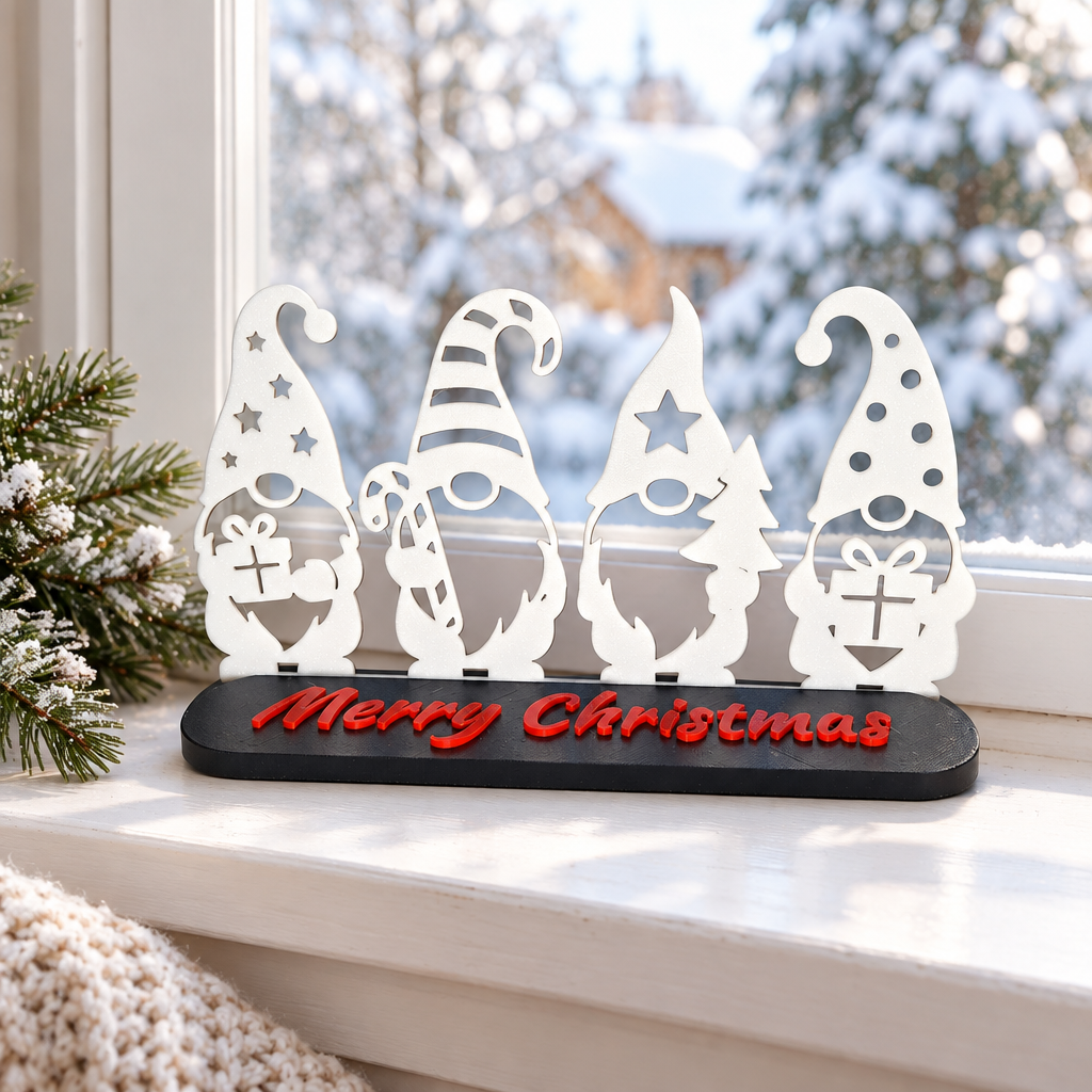 Gonk Christmas topper displayed on a festive shelf