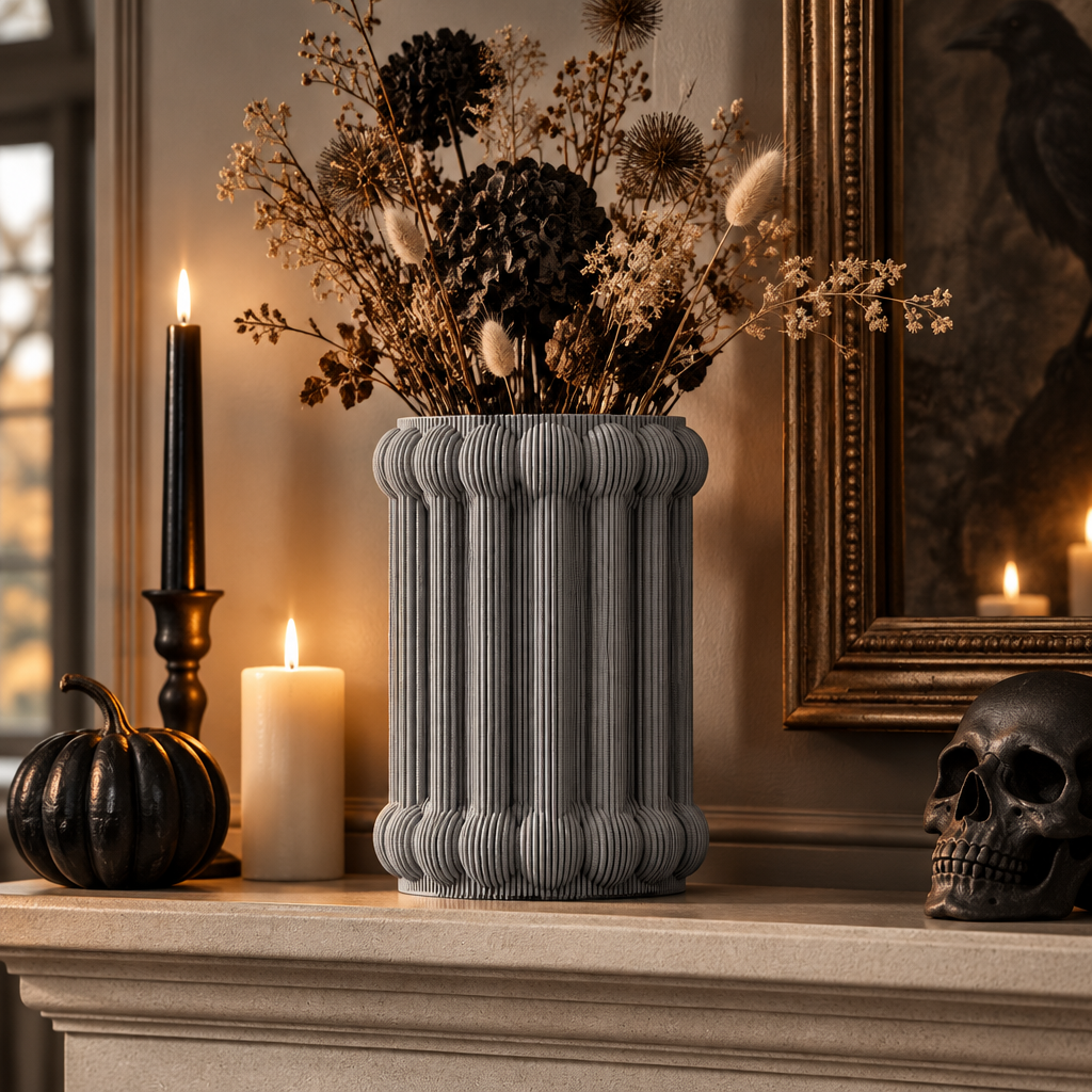 Bones Vase on Halloween mantel