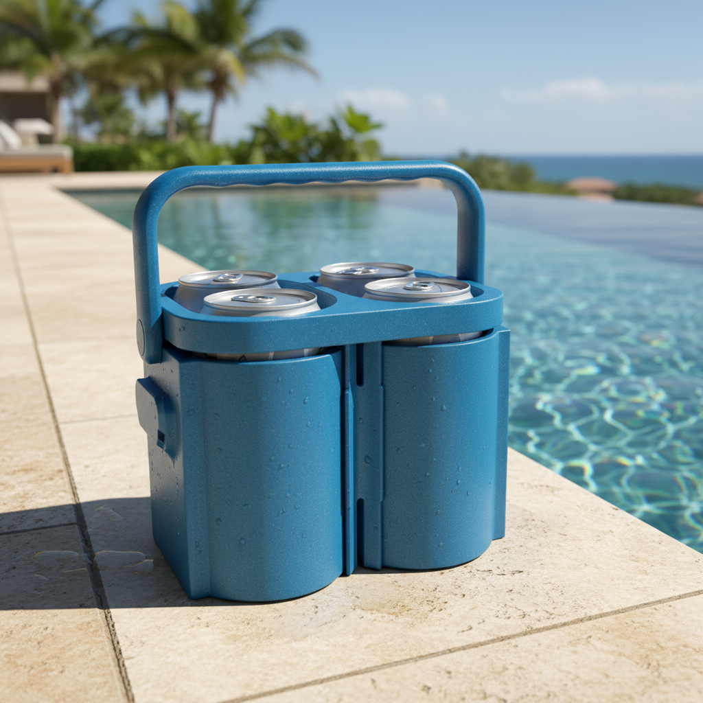 Freezable Four-Can Cooler Box - Blue colourway lifestyle 2