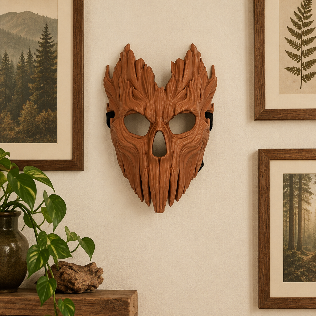 Skullbark Mask as woodland wall display