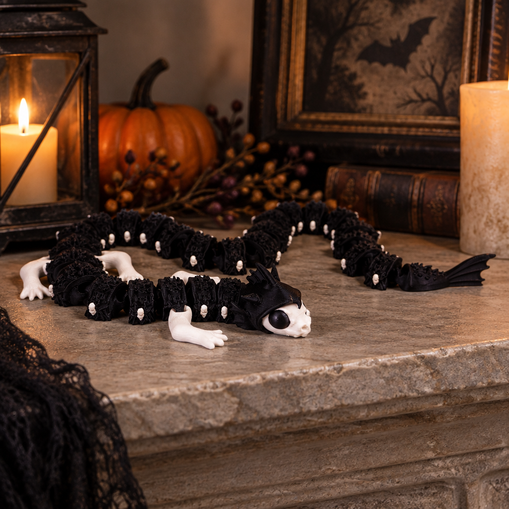 Articulated Reaper Dragon on stone mantel
