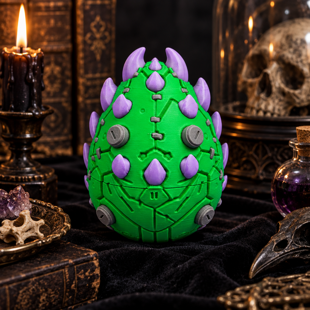 Frankenstein Dragon Egg on black velvet table
