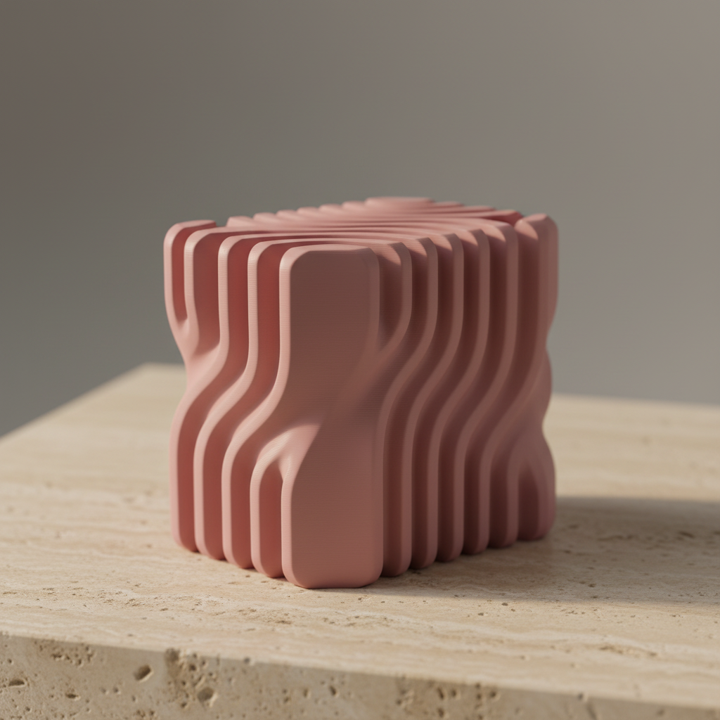 Wibble Monitor Riser dusty pink sculptural detail