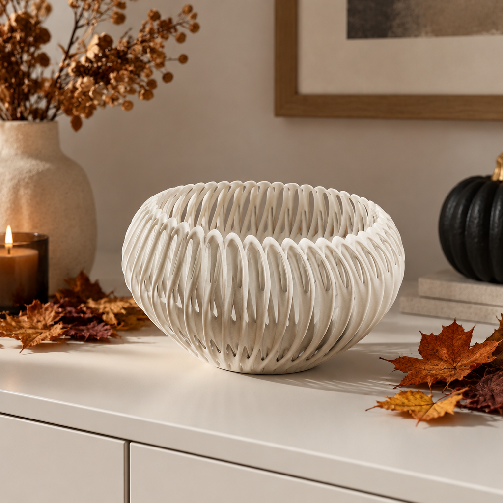 Bone Bowl on a white sideboard