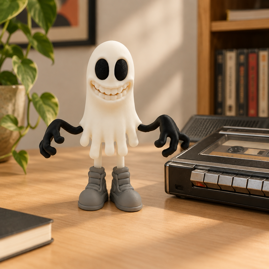 Retro Ghost Figure beside cassette player
