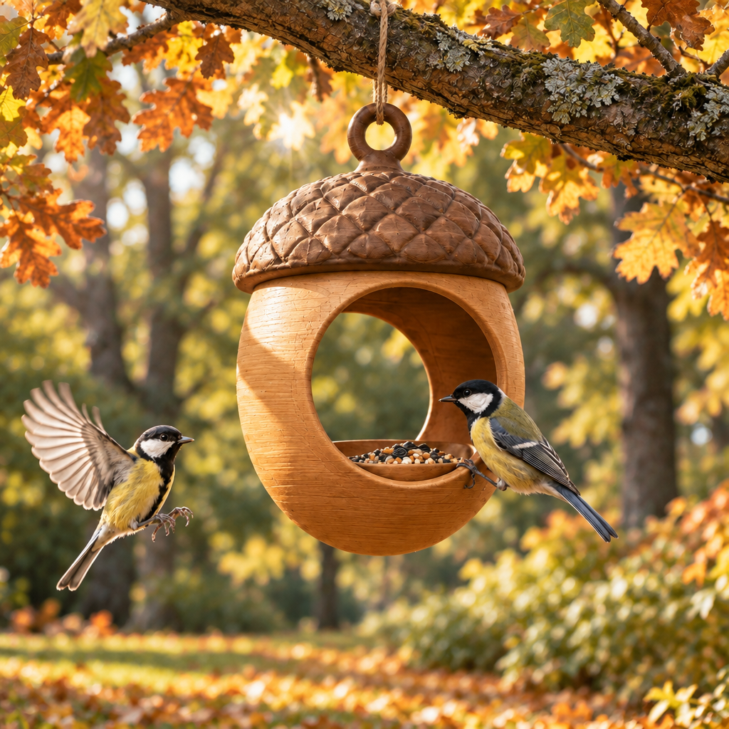 Acorn feeder hanging in oak grove