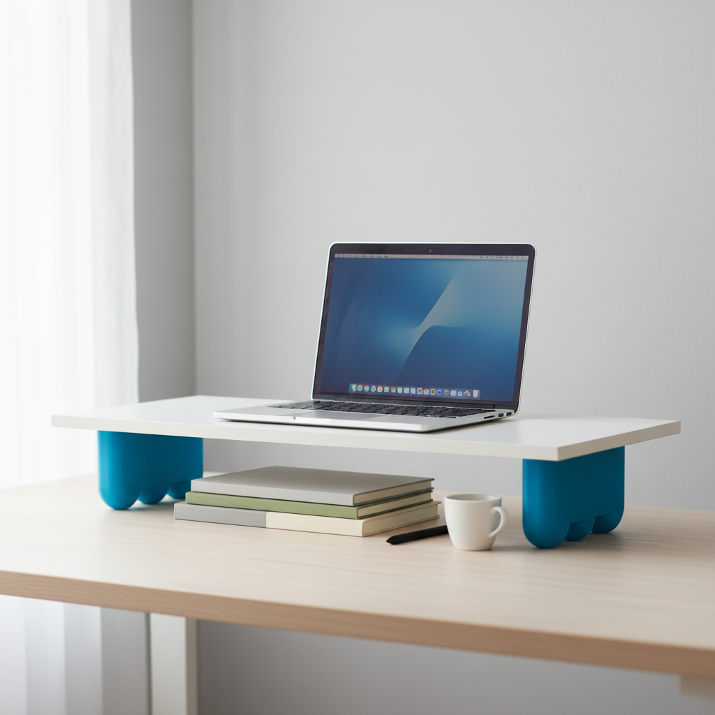 Wibble Monitor Riser cobalt blue laptop minimal desk