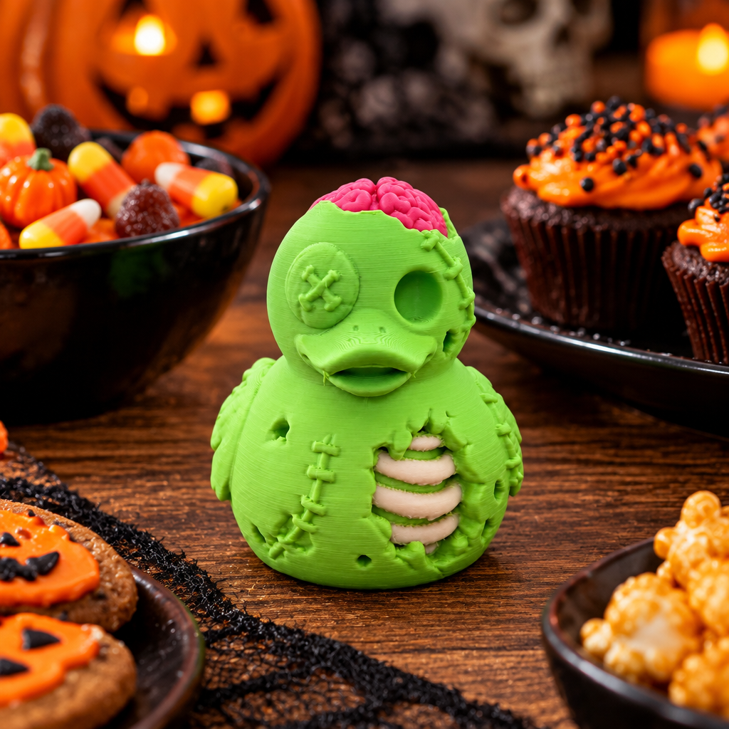 Green Zombie Jeep Duck on Halloween party table