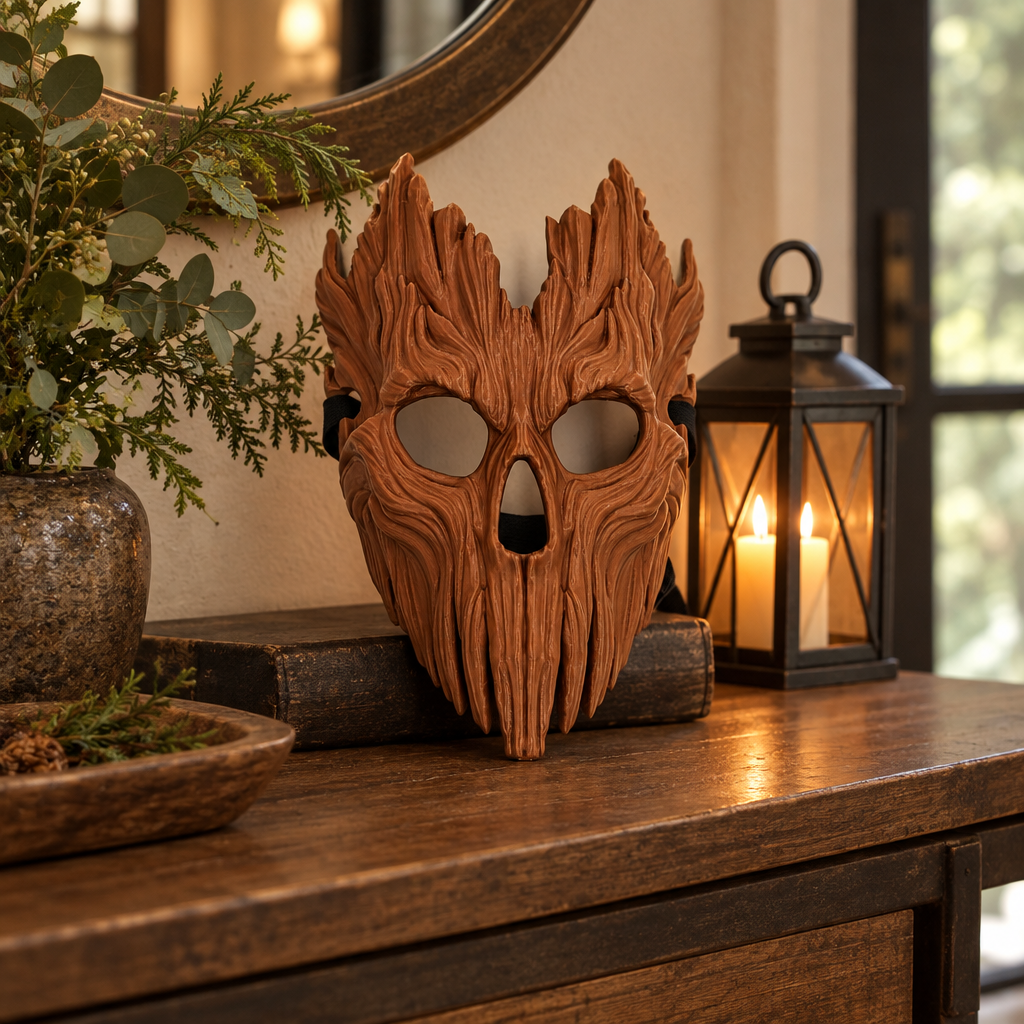 Skullbark Mask on entryway console