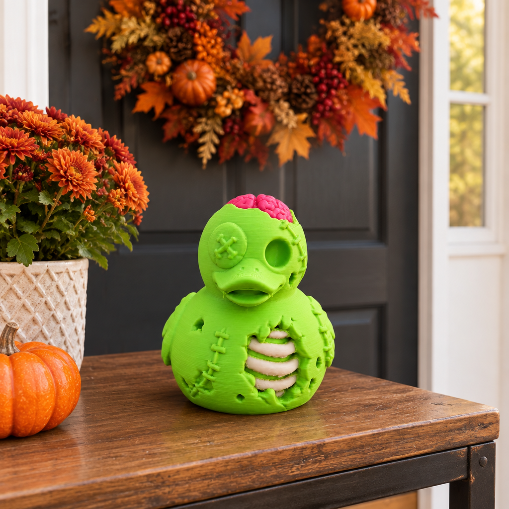 Green Zombie Jeep Duck on entryway console