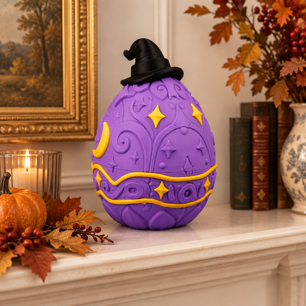 Wizard Dragon Egg box on a cream mantel