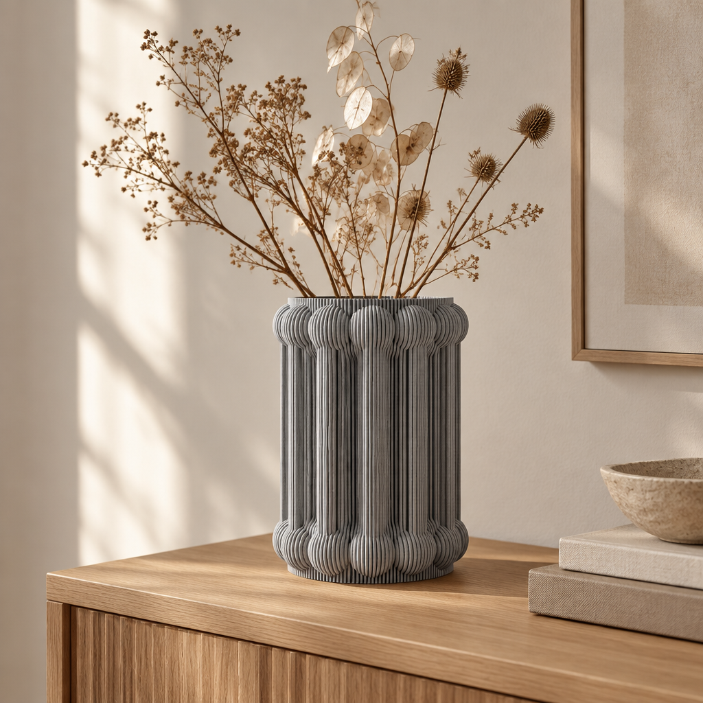 Bones Vase on minimalist oak console