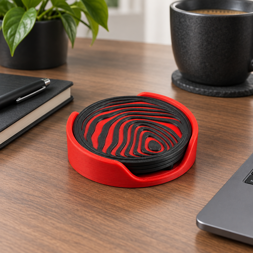 Sphere coaster set on home office desk