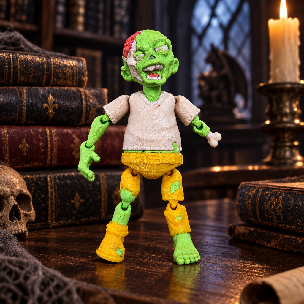 Articulated Zombie on gothic library table