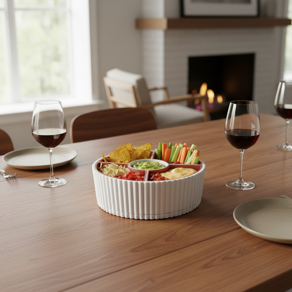 360-Degree Rotatable Ribbed Multi-Tray party snack lifestyle