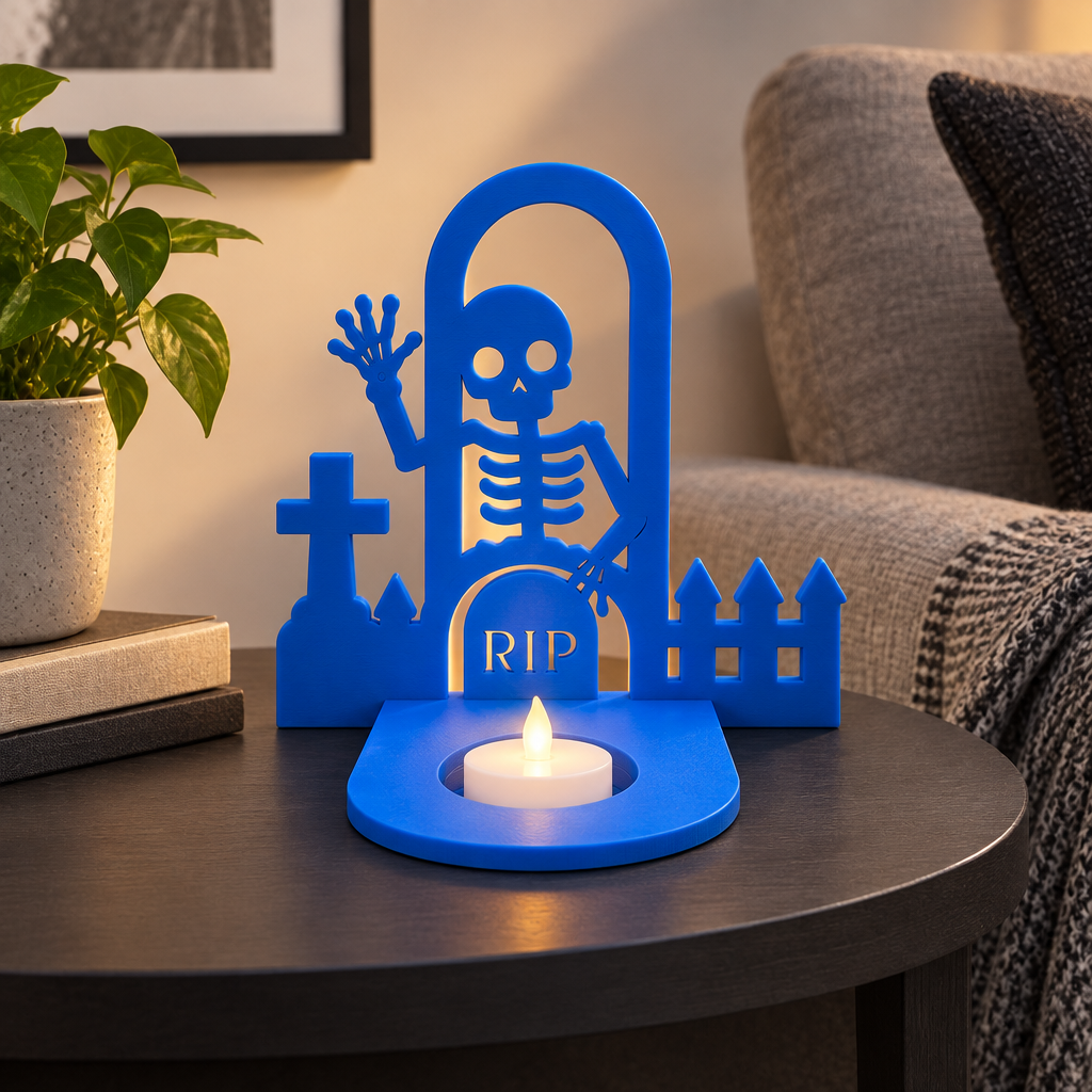 Graveyard shadow lamp on charcoal table