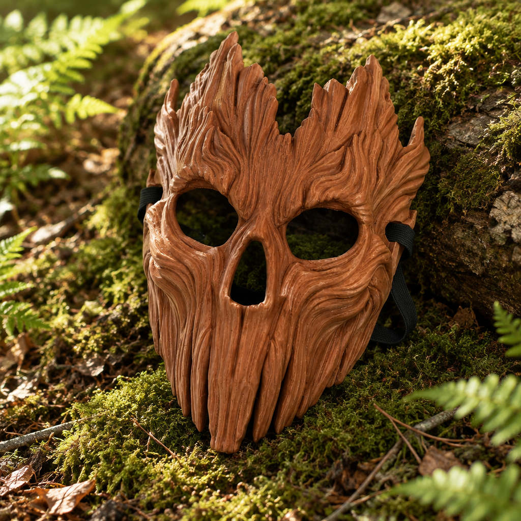 Skullbark Mask on mossy forest floor