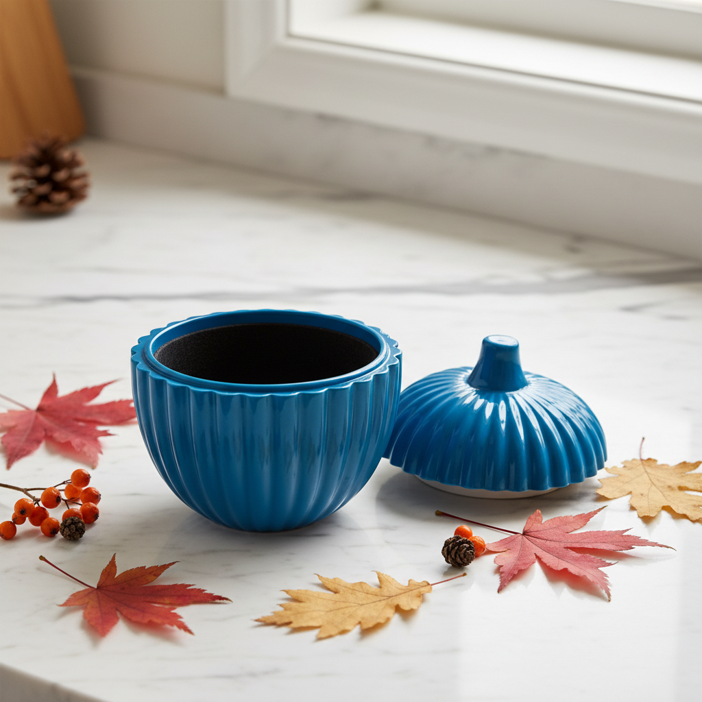 Ribbed Acorn Container - Blue colourway lifestyle 2