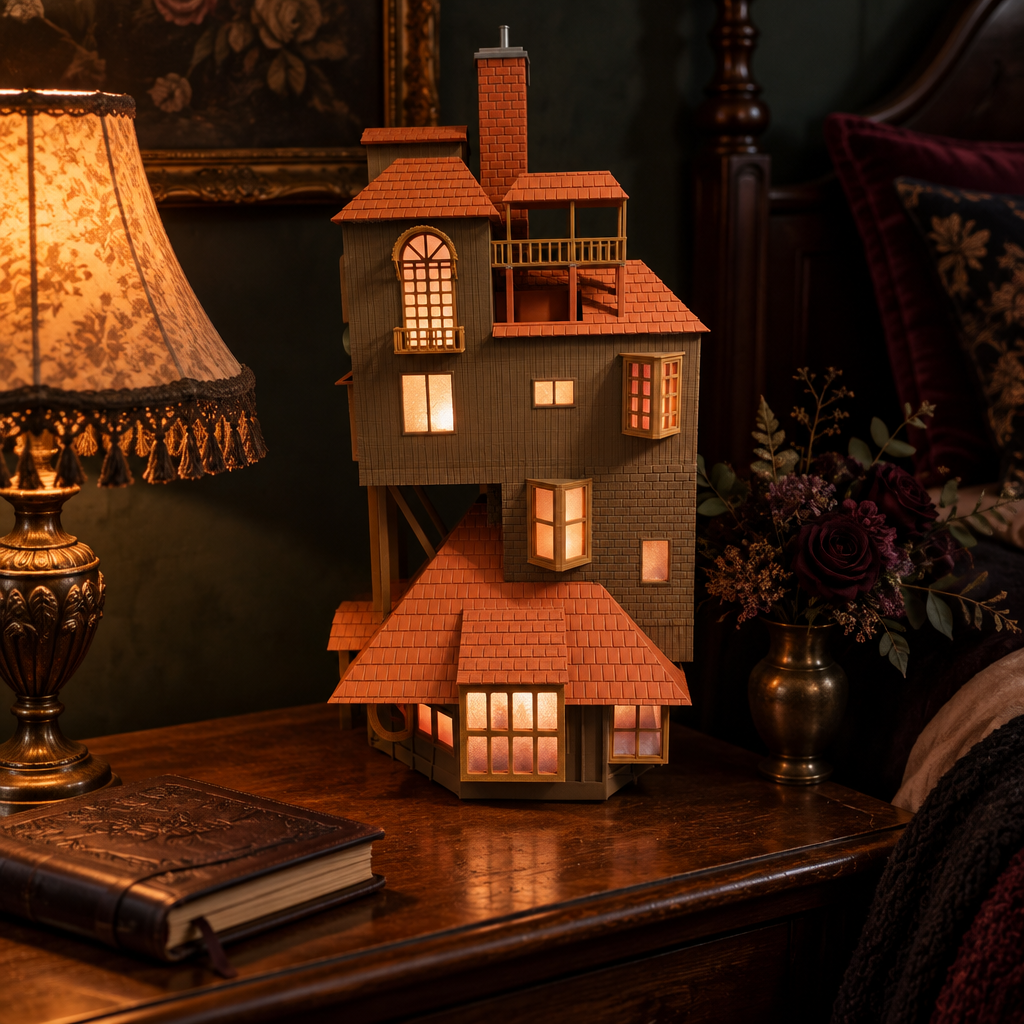 Horror House display model on a gothic bedside table