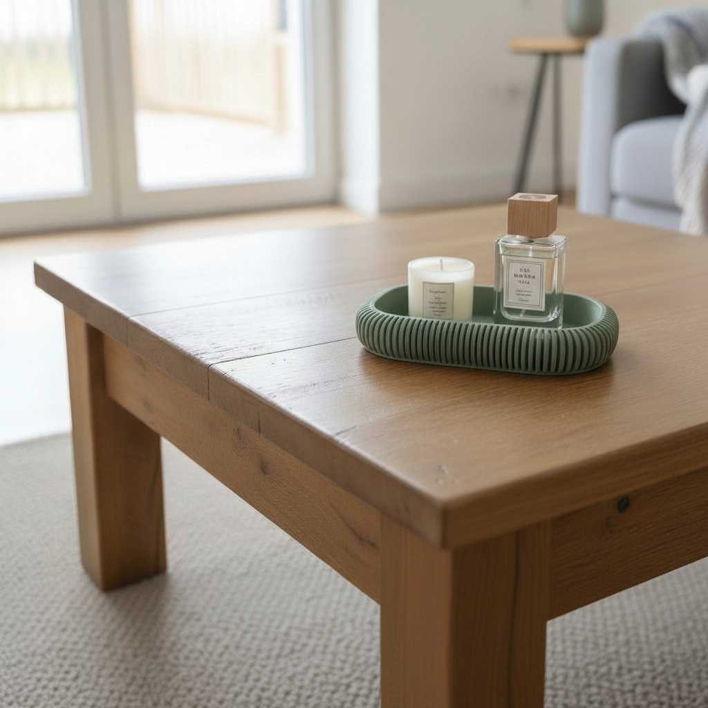 Modern Japandi Tray - Green colourway on dressing table
