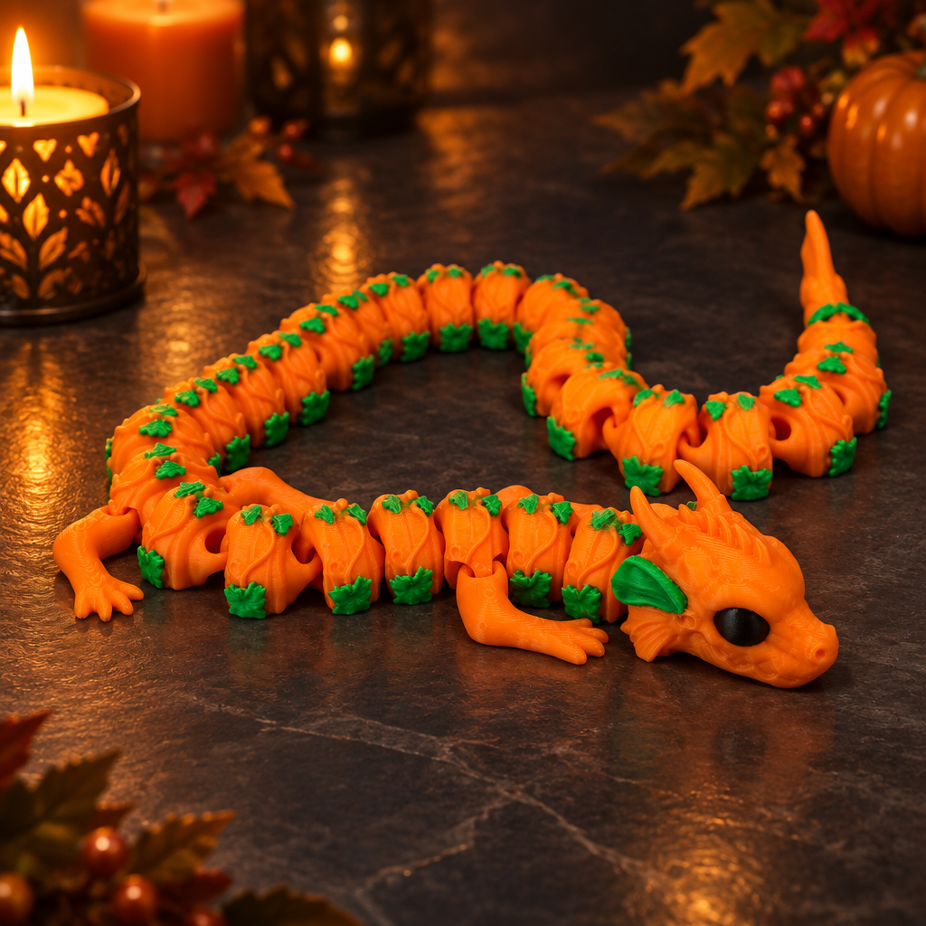 Pumpkin Dragon on dark stone tabletop