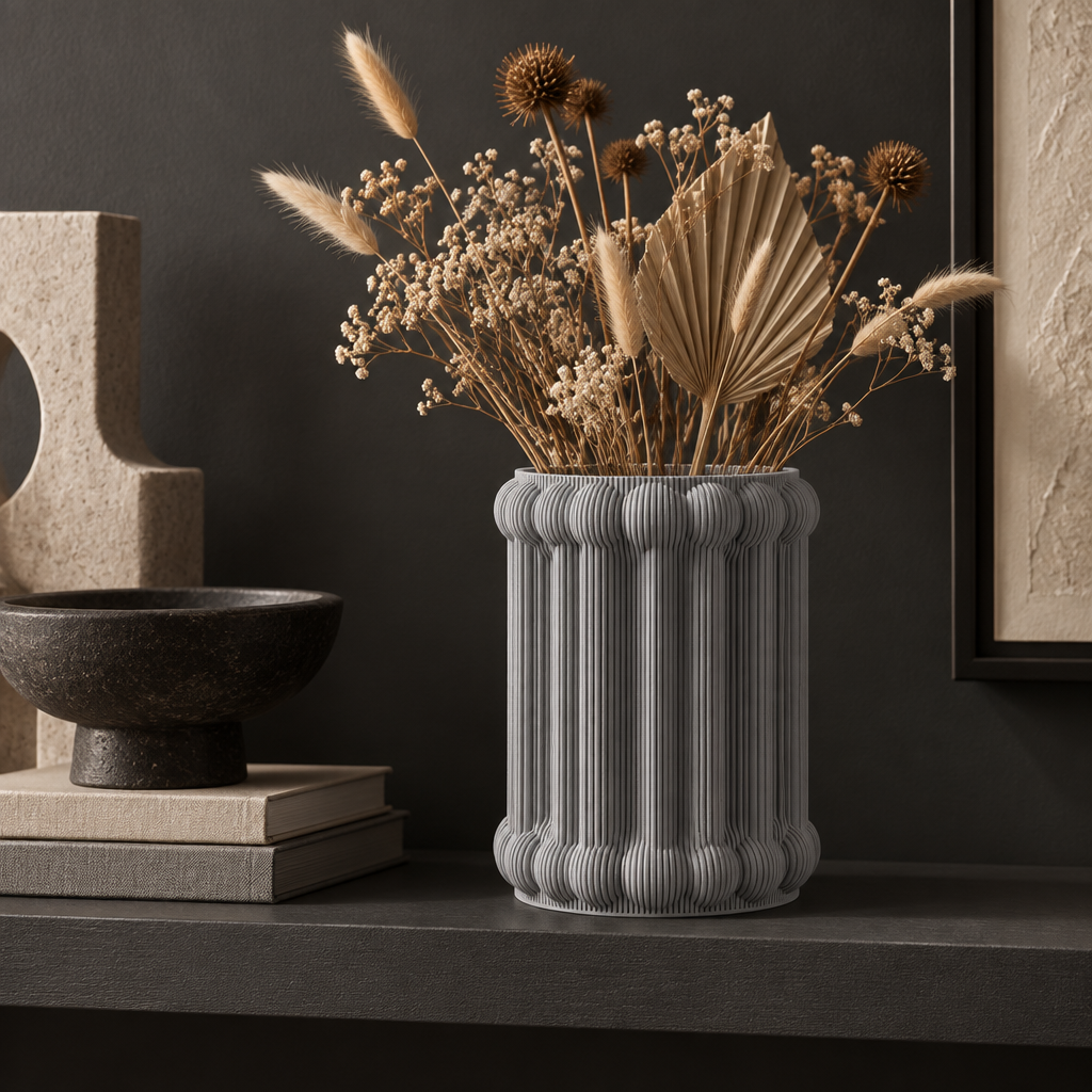 Bones Vase on charcoal shelf