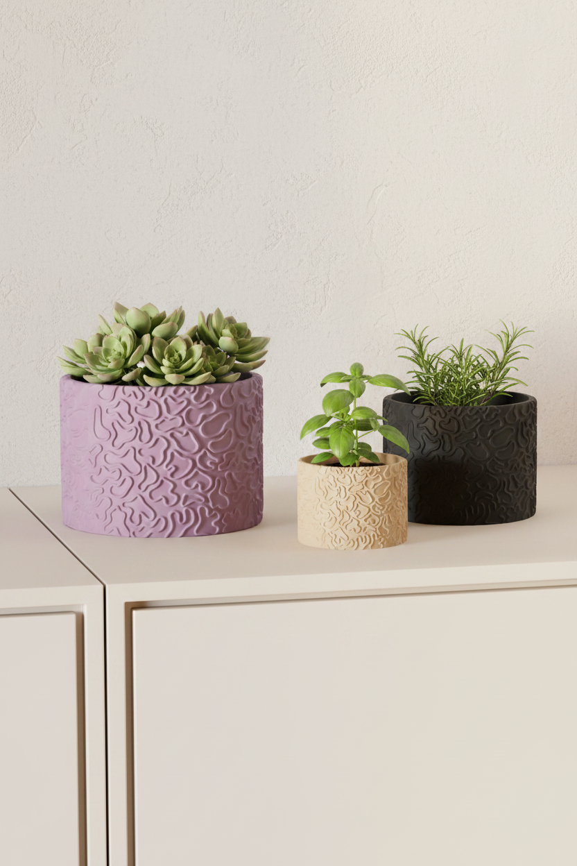 Coral Pattern Planter — Set of Three