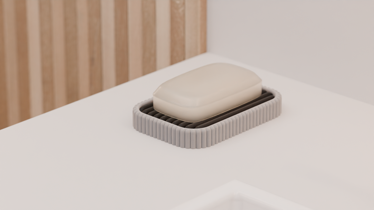 Modern Ribbed Soap Dish