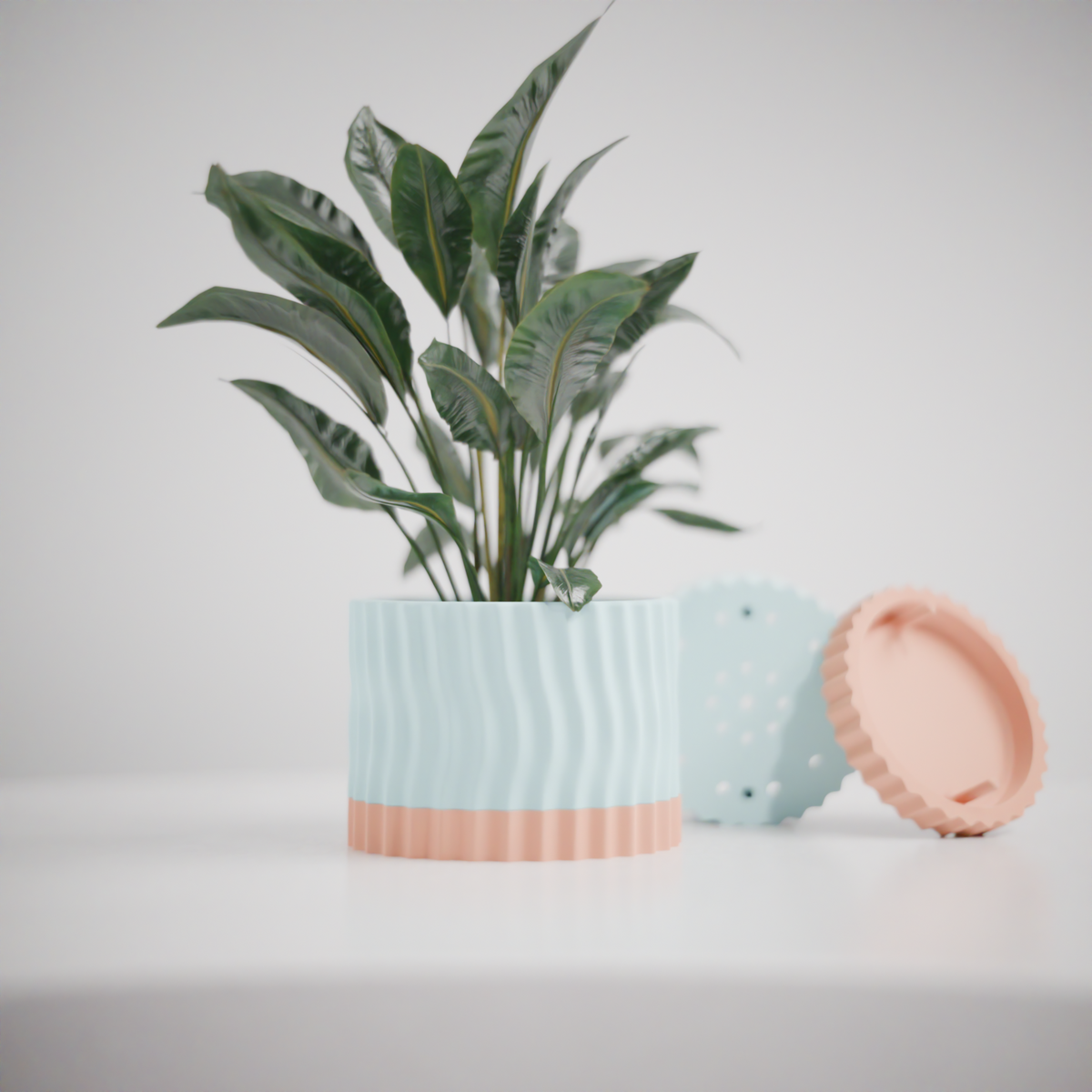 Wavy Two-Part Planter