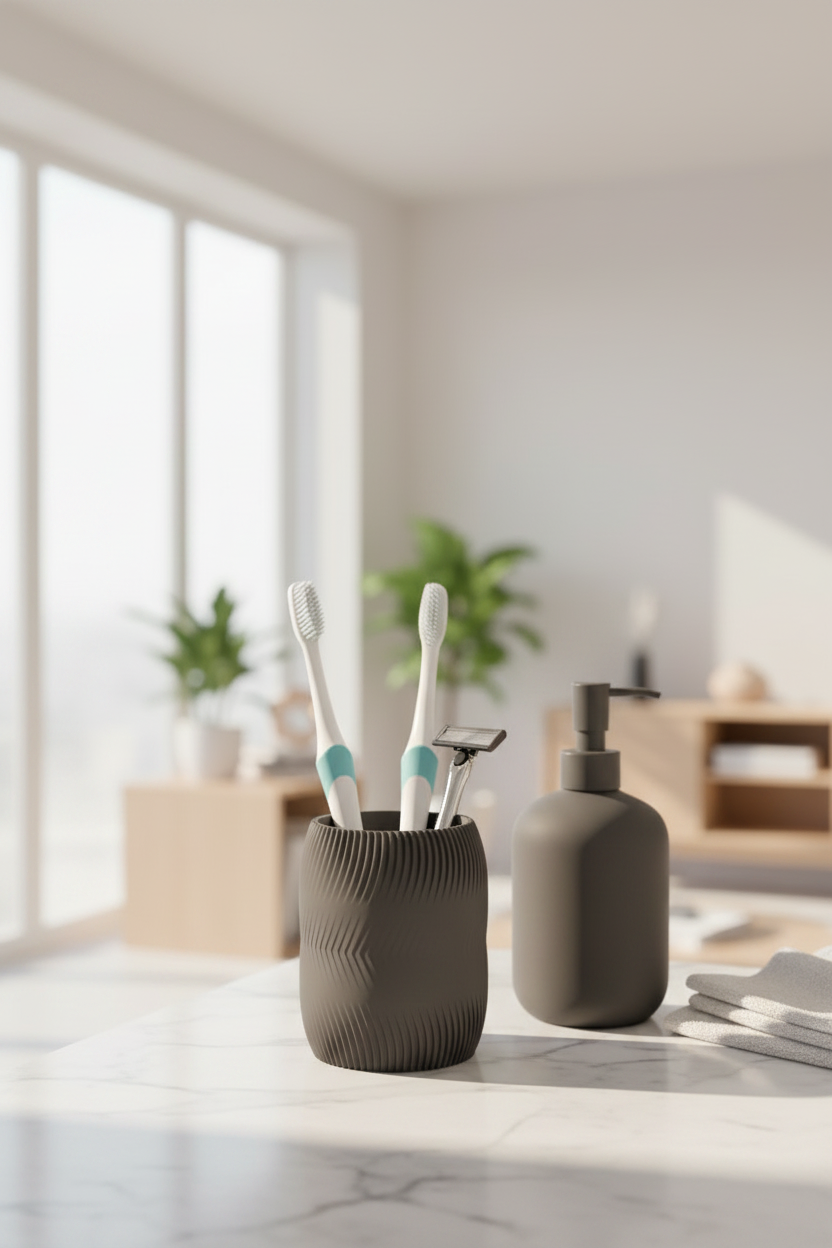 Textured Bathroom Organizer Cup