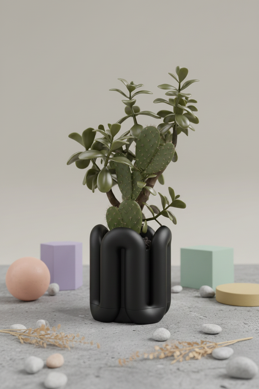 Wibble Aesthetic Two-Part Planter with Drip Tray