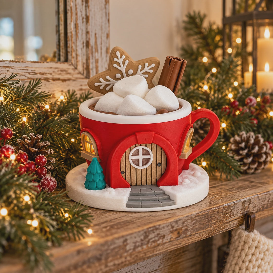 Christmas Cottage Mug Tealight Holder