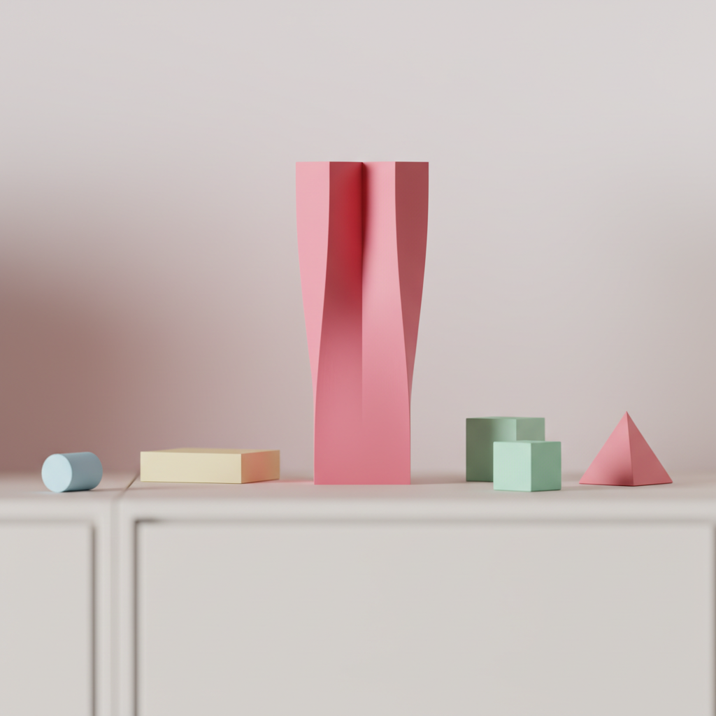 Quad Twist Vase grey pink black trio on white sideboard minimal interior lifestyle