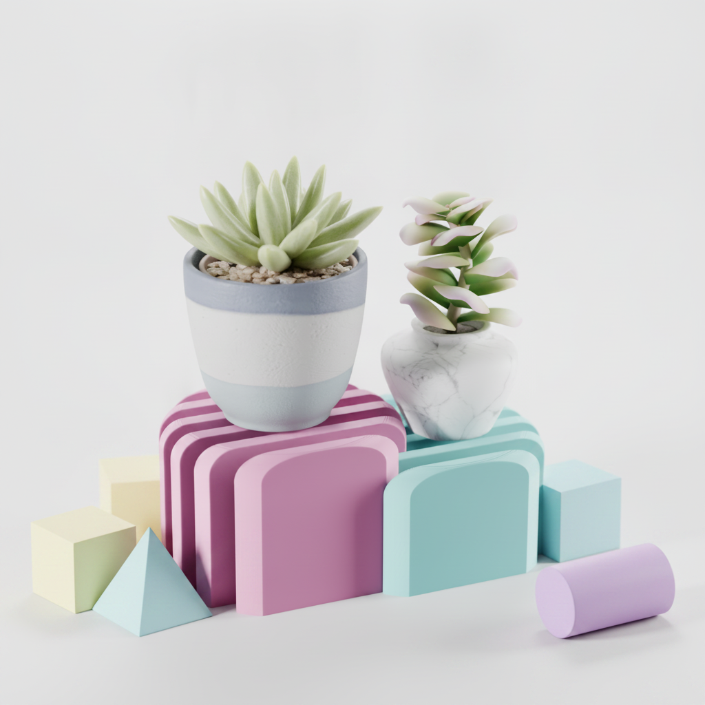 Minimalist Interlocking Plant Pot Risers - render lifestyle 4